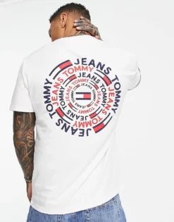 Tommy Jeans Round Back Print T-shirt Classic Fit In Cream - CREAM For Men -Tomeans Store 201891658 3