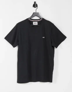 Tommy Jeans Flag Logo T-shirt In Black For Men