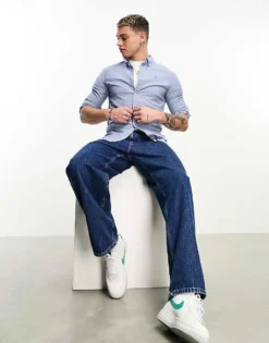 Tommy Jeans Slim Fit Oxford Shirt In Navy For Men -Tomeans Store 204844226 3