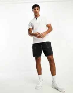 Tommy Jeans Slim Placket Short Sleeve Polo Shirt In White For Men -Tomeans Store 204846382 1 white 1