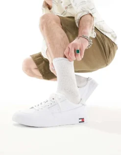 Tommy Jeans Vulcanized Essential Trainers In White For Men -Tomeans Store 205848240 5