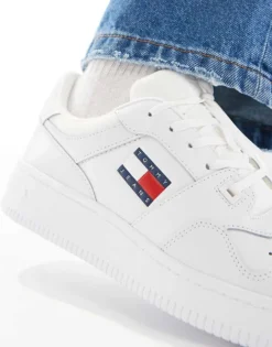 Tommy Jeans Retro Basket Essential Trainers In White For Men -Tomeans Store 205848326 3