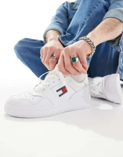Tommy Jeans Retro Basket Essential Trainers In White For Men -Tomeans Store 205848326 4
