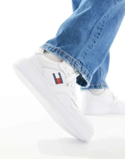 Tommy Jeans Retro Basket Essential Trainers In White For Men -Tomeans Store 205848326 5