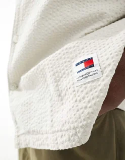 Tommy Jeans Relaxed Seersucked Camp Shirt In Off White For Men Newsprint -Tomeans Store 205848348 3