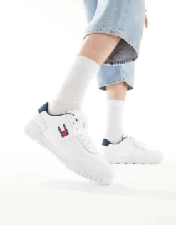 Tommy Jeans Cupsole Essential Trainers In White For Men