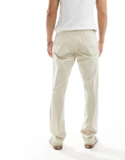 Tommy Jeans Ryan Garment Dye Pants In Off White For Men Newsprint -Tomeans Store 205848454 5
