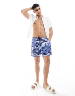 Tommy Jeans Hawaiian Beach Shorts In Blue For Men Hawaiian Aop