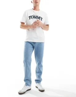 Tommy Jeans Regular Tapered Dad Jeans In Mid Wash For Men Denim Dark