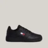 Tommy Jeans Leather Basketball Trainers In Black For Men