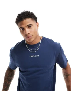 Tommy Jeans Small Logo T-shirt In Navy For Men Dark Night Navy