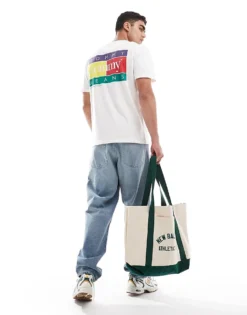 Tommy Jeans Multicolour Logo Back Print T-shirt In White For Men Newsprint -Tomeans Store 206379390 1 newsprint 1