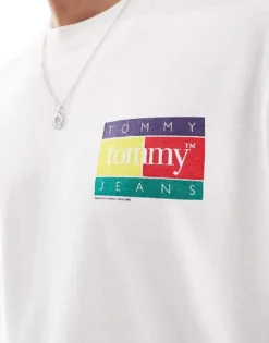 Tommy Jeans Multicolour Logo Back Print T-shirt In White For Men Newsprint -Tomeans Store 206379390 4