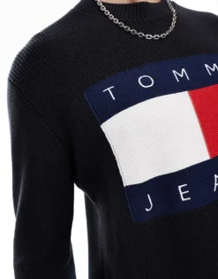 Tommy Jeans Unisex Large Flag Knitwear In Black For Unisex -Tomeans Store 206379428 3