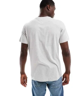 Tommy Jeans Slim Essential Flag T-shirt In Grey For Men Silver Grey -Tomeans Store 206379526 4
