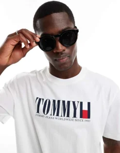 Tommy Jeans Large Logo T-shirt In White For Men