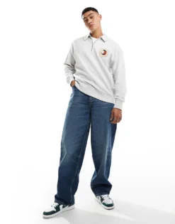 Tommy Jeans Explorer Luxe Logo Half Zip Sweatshirt In Grey For Unisex Silver Grey -Tomeans Store 206379638 2