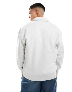 Tommy Jeans Explorer Luxe Logo Half Zip Sweatshirt In Grey For Unisex Silver Grey -Tomeans Store 206379638 4