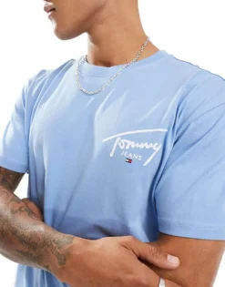 Tommy Jeans Signature Logo Back Print T-shirt In Pale Blue For Men Westside Blue -Tomeans Store 206379667 4