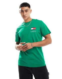 Tommy Jeans Slim Essential Flag T-shirt In Forest Green For Men Green Malachite -Tomeans Store 206379805 1 greenmalachite 1