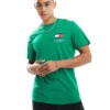 Tommy Jeans Slim Essential Flag T-shirt In Forest Green For Men Green Malachite
