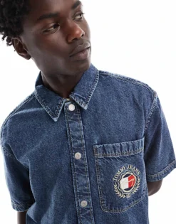 Tommy Jeans Unisex Denim Overshirt In Indigo Wash For Unisex Dark Indigo -Tomeans Store 206379839 3