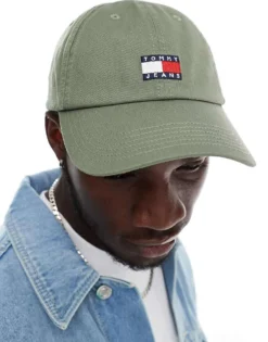 Tommy Jeans Vintage Flag Cap In Washed Green For Men Washed Army -Tomeans Store 206379841 4
