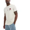 Tommy Jeans Slim Essential Flag T-shirt In Beige For Men Newsprint