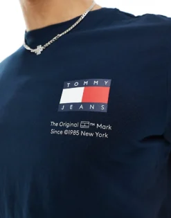 Tommy Jeans Slim Essential Flag T-shirt In Navy Blue For Men -Tomeans Store 206379876 3