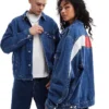 Tommy Jeans Aiden Unisex Denim Trucker Jacket In Mid Wash For Unisex Denim Medium