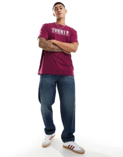 Tommy Jeans Large Logo T-shirt In Fuchsia Purple For Men Valley Grape