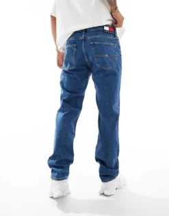 Tommy Jeans Ryan Regular Straight Jeans In Mid Wash With Flag Detail For Men Denim Medium -Tomeans Store 206379987 3