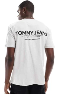 Tommy Jeans Classic Linear Back Print T-shirt In Grey For Men Silver Grey