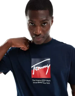 Tommy Jeans Dna Box Logo T-shirt In Navy For Men