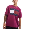 Tommy Jeans Large Flag Logo T-shirt In Fuchsia Purple For Men Valley Grape