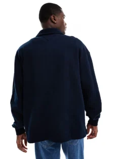 Tommy Jeans Small Logo 1/4 Zip Sweatshirt In Washed Navy For Men -Tomeans Store 206380214 4