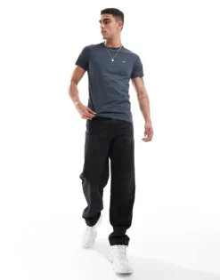 Tommy Jeans 2 Pack Slim Logo T-shirts In Grey And Navy For Men New Charcoal -Tomeans Store 206380259 3