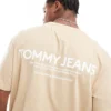 Tommy Jeans Classic Linear Back Print T-shirt In Beige For Men Gentle Gold