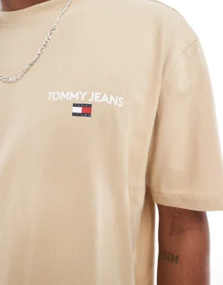 Tommy Jeans Classic Linear Back Print T-shirt In Beige For Men Gentle Gold -Tomeans Store 206380327 3