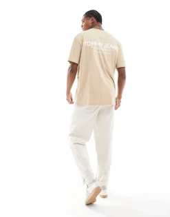 Tommy Jeans Classic Linear Back Print T-shirt In Beige For Men Gentle Gold -Tomeans Store 206380327 4