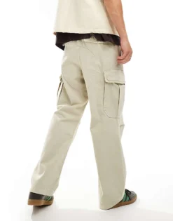 Tommy Jeans Aiden Baggy Cargo Pants In Stone For Men Newsprint -Tomeans Store 206380346 2
