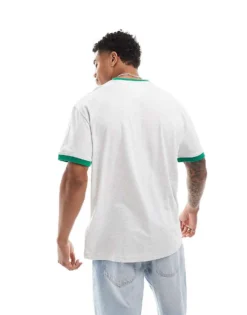 Tommy Jeans Linear Logo Ringer T-shirt In White For Men Ancient White -Tomeans Store 206380375 3