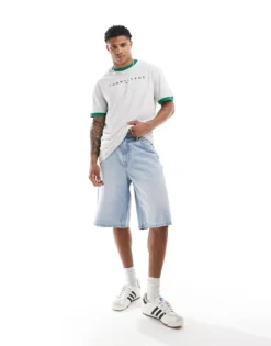 Tommy Jeans Linear Logo Ringer T-shirt In White For Men Ancient White -Tomeans Store 206380375 4