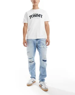 Tommy Jeans Isaac Tapered Distressed Jeans In Light Wash For Men Denim Light -Tomeans Store 206380392 1 denimlight 1