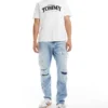 Tommy Jeans Isaac Tapered Distressed Jeans In Light Wash For Men Denim Light