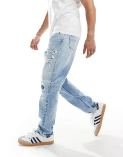 Tommy Jeans Isaac Tapered Distressed Jeans In Light Wash For Men Denim Light -Tomeans Store 206380392 3