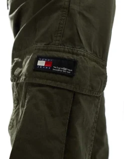Tommy Jeans Ethan Cargo Pants In Dark Khaki For Men Fatigue Green -Tomeans Store 206380581 3