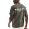 Tommy Jeans Classic Linear Back Print T-shirt In Green For Men Fatigue Green