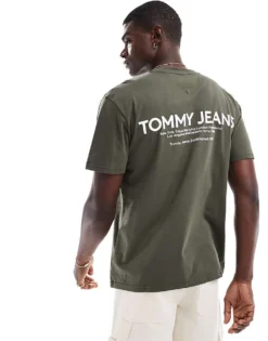 Tommy Jeans Classic Linear Back Print T-shirt In Green For Men Fatigue Green