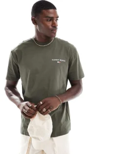 Tommy Jeans Classic Linear Back Print T-shirt In Green For Men Fatigue Green -Tomeans Store 206380630 3